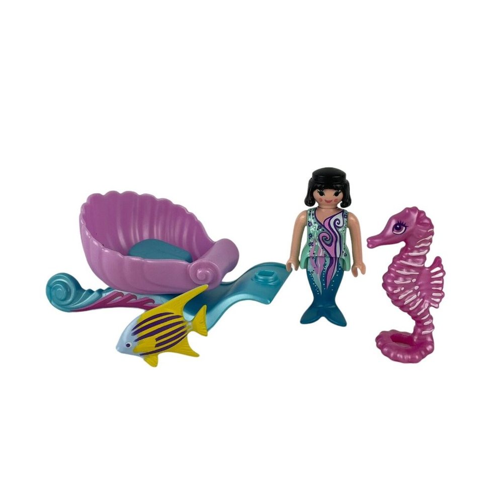 Playmobil Mermaid Toy Set w/‎ Shell Carriage Seahorse & Fish Replacement Parts